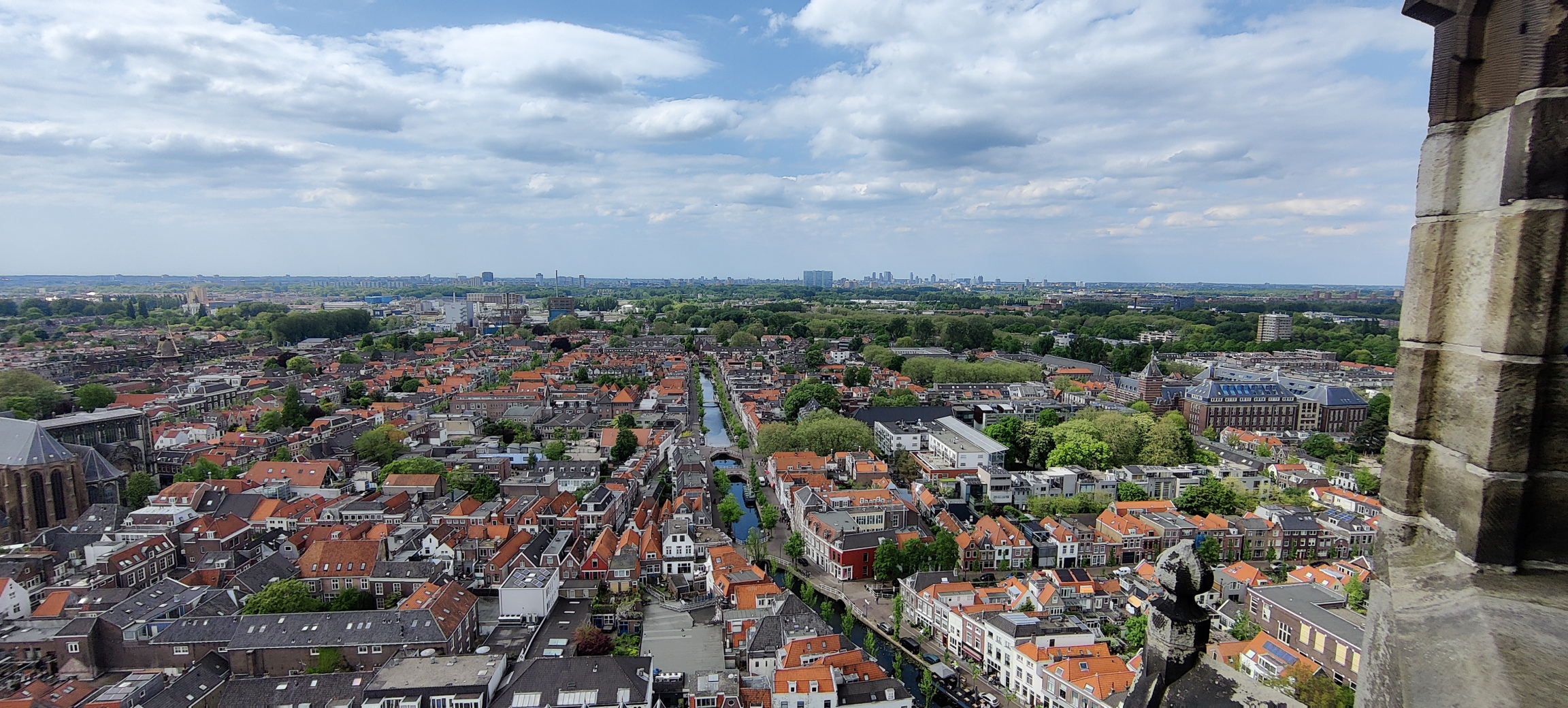 View over Delft all the way to The Hague